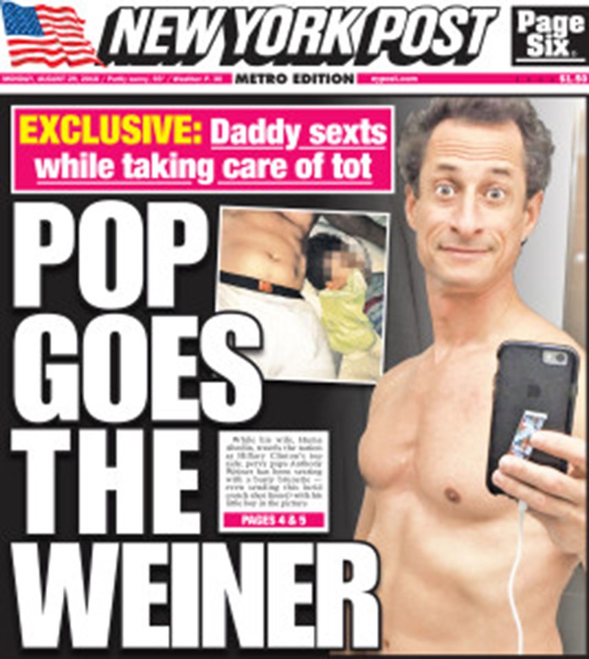  Weiner was caught out by the New York Post - the third time he has been caught sexting other women