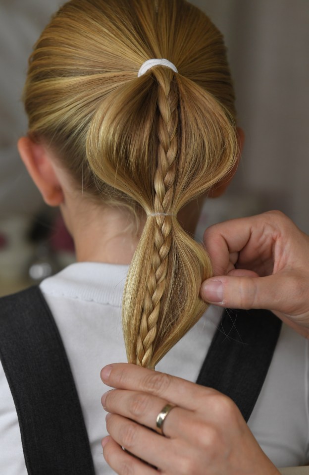  The braided bubble ponytail works well on shoulder-length or long hair