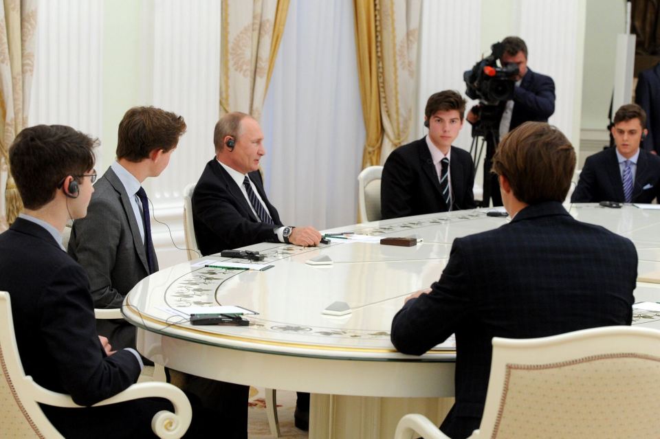  Eleven Eton pupils met Russian President Vladimir Putin in the Kremlin