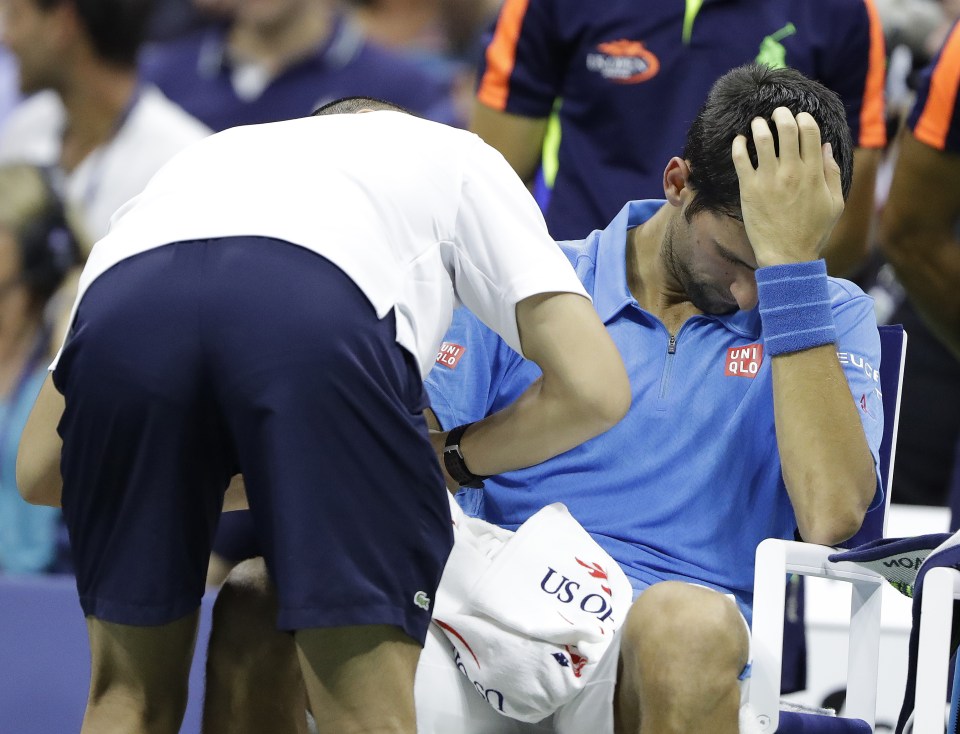 Novak Djokovic came through his first round at the US Open despite battling injury