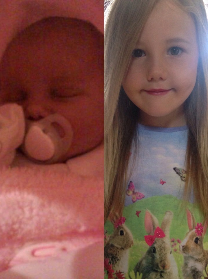 Eldest daughter Alissa as a baby, and as she looks today