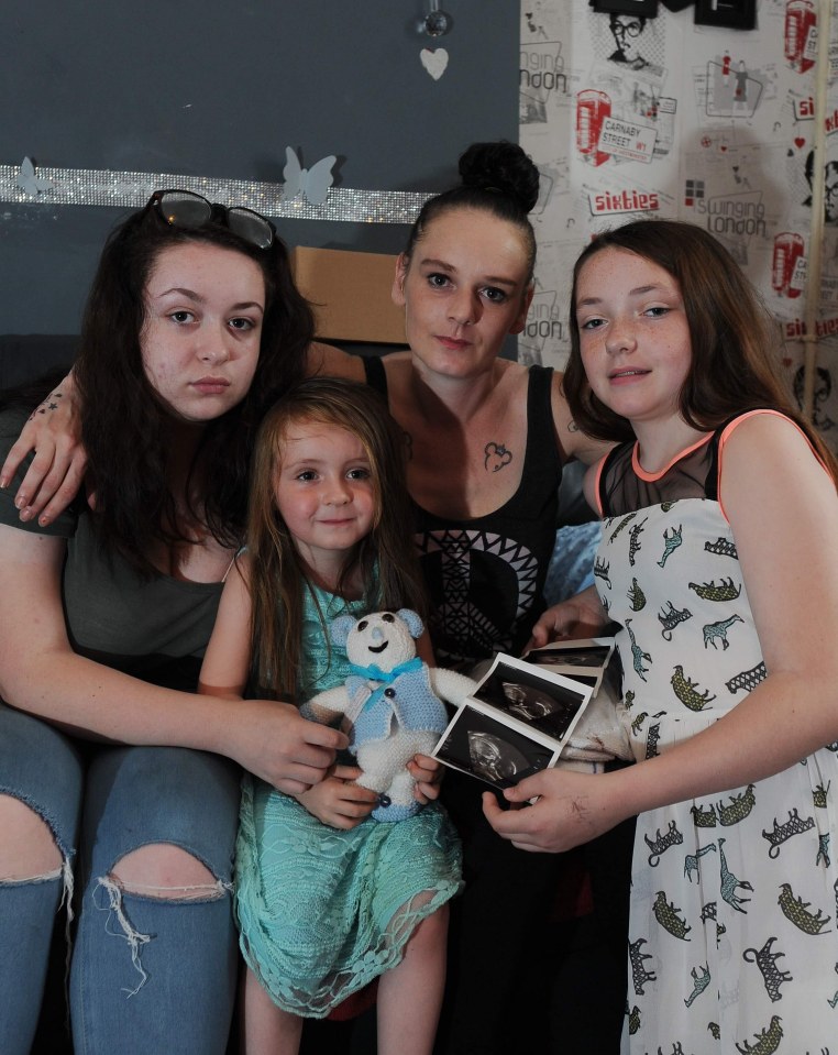  Kirsty pictured with her other children, Tayla age 13, Molly aged 12 and Kailan-Cheryl aged four