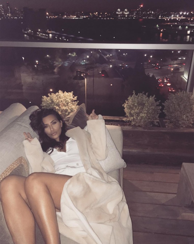 Kim poses on the lush balcony after being given a free 3 month stay 