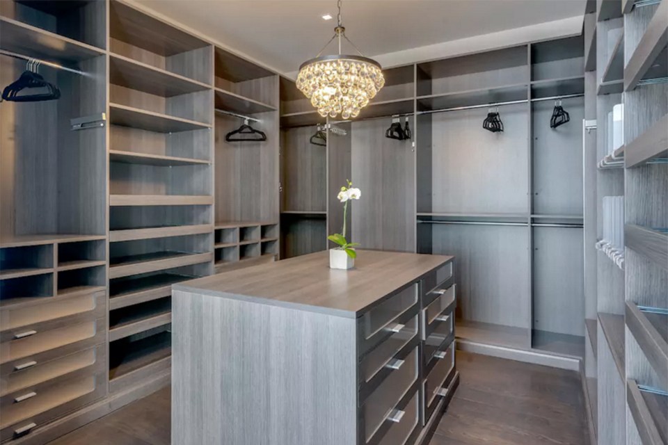 The huge walk-in closet holds plenty of space for Kim's wardrobe