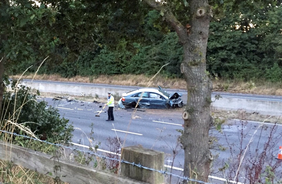  One of the vehicles was completely wrecked after the motorway collision