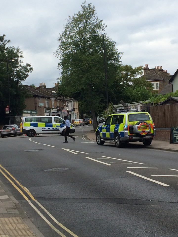  Dozens of police officers were working at the scene of the crash today