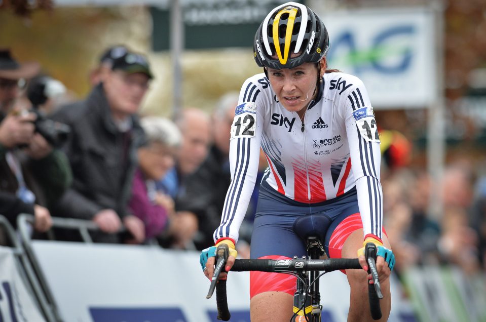  British hope Nikki Harris finishes at the women elite European championships cyclocross in Huijbergen, Holland