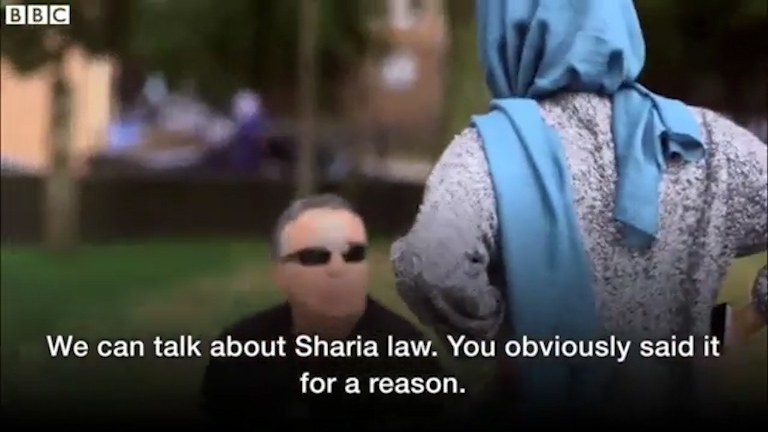  Student Ruqaiya invited the man who has interrupted her interview to discuss Sharia law