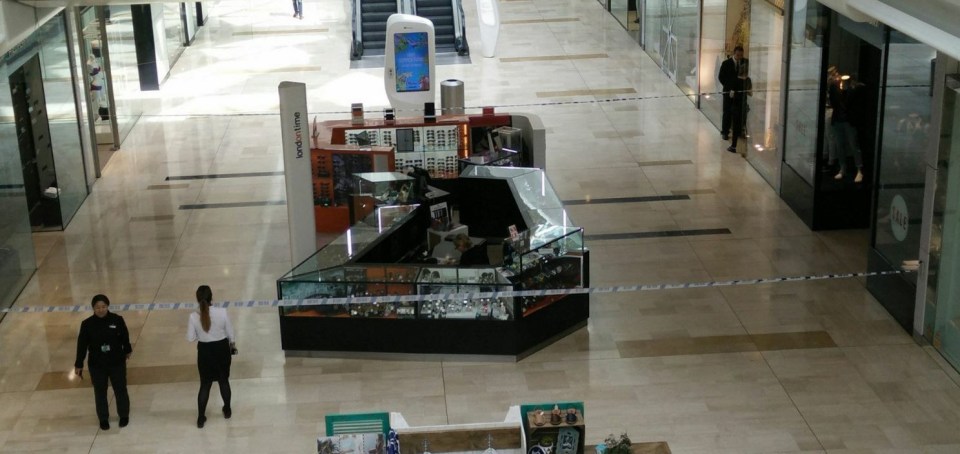  Police cordoned off part of the shopping centre after the incident this afternoon