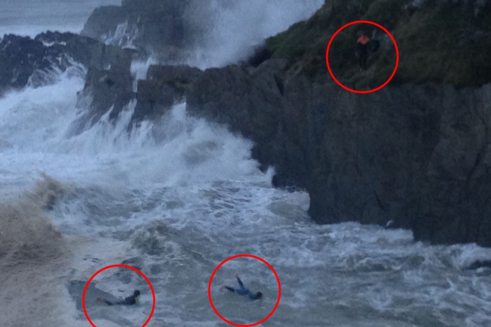  The photographer who snapped a shot of youngsters jumping into a storm lashed cove at Barricane beach in Woolacombe, North Devon, wanted to show parents how dangerous the sea can be