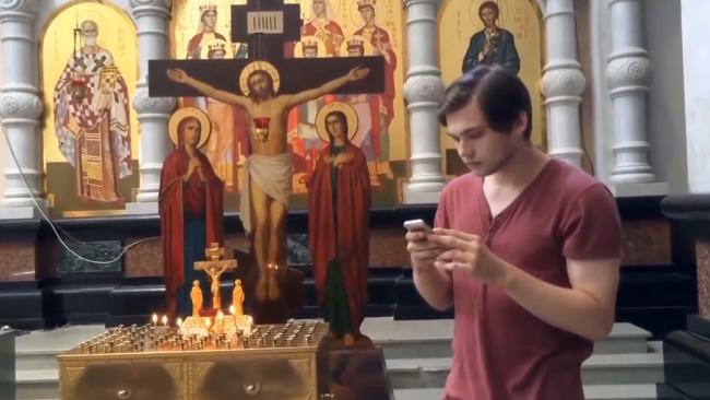 Ruslan Sokolovsky played Pokemon Go inside a church, even though a state broadcast warned people against doing so