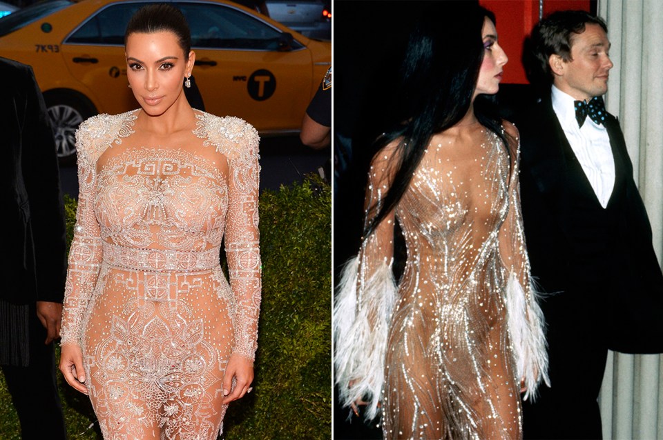  Kim's gown last year is reminiscent of Cher's 1974 outfit