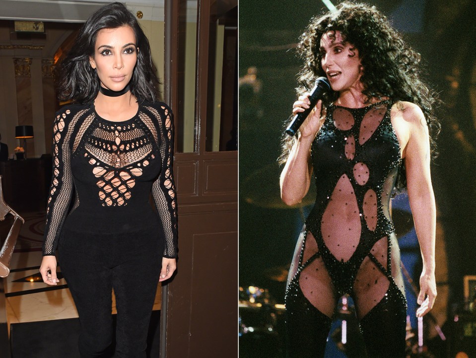  Kim is a fan of revealing body suits... as was Cher