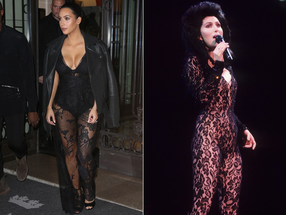  Kim clearly shares Cher's love of fitted lace get-ups