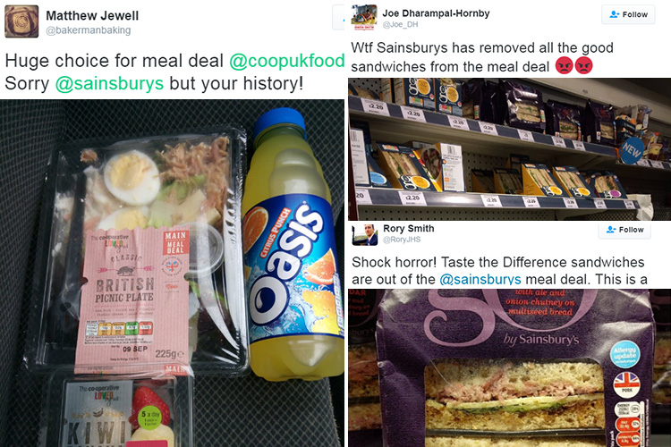  Thousands of angry shoppers have been posting on Twitter about the changes to Sainsbury's meal deal offer