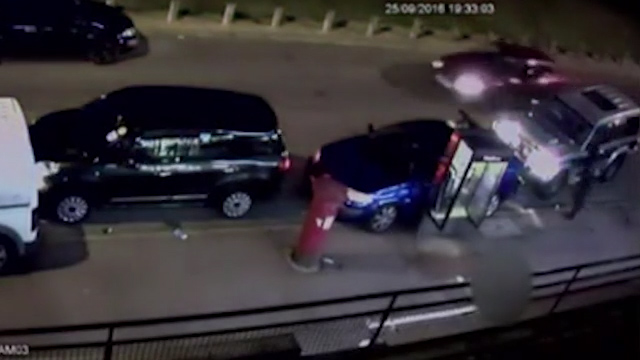  The 4x4 can be seen ramming the parked Renault in shocking video footage