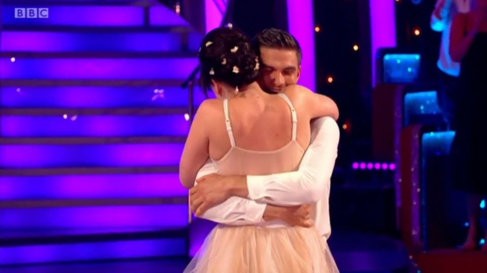  Daisy's dance partner Aljaz Skorjanec gave the model a squeeze once they had completed the routine when he saw she was becoming emotional