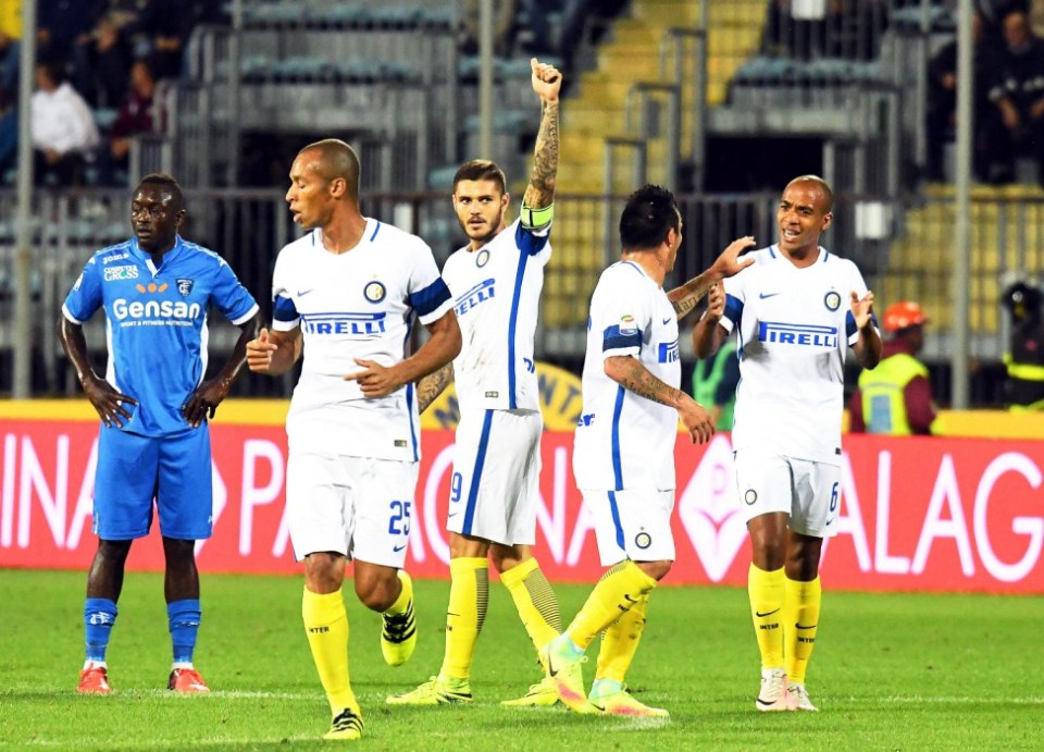  Mauro Icardi netted twice as Inter Milan beat Empoli 2-0 to maintain form