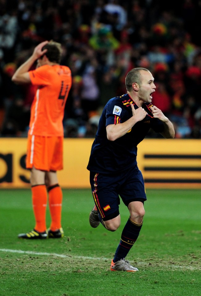  Andres Iniesta shows his joy as he wins World Cup with last-gasp Spain goal