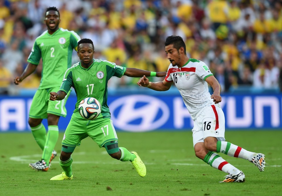  Ogenyi Onazi in action for Nigeria against Iran during 2014 World Cup in Brazil