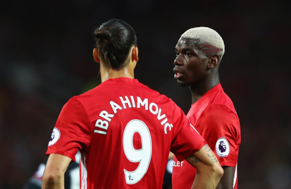 MANCHESTER, ENGLAND - AUGUST 19: Paul Pogba of Manchester United talks to Zlatan Ibrahimovic during the Premier League match between Manchester United and Southampton at Old Trafford on August 19, 2016 in Manchester, England. (Photo by Michael Steele/Getty Images)