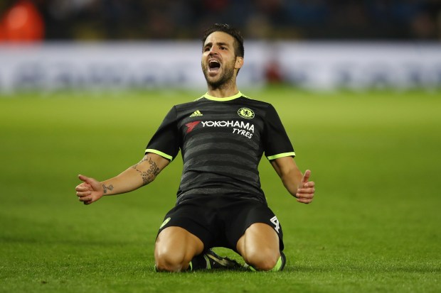 Cesc Fabregas celebrates his second goal