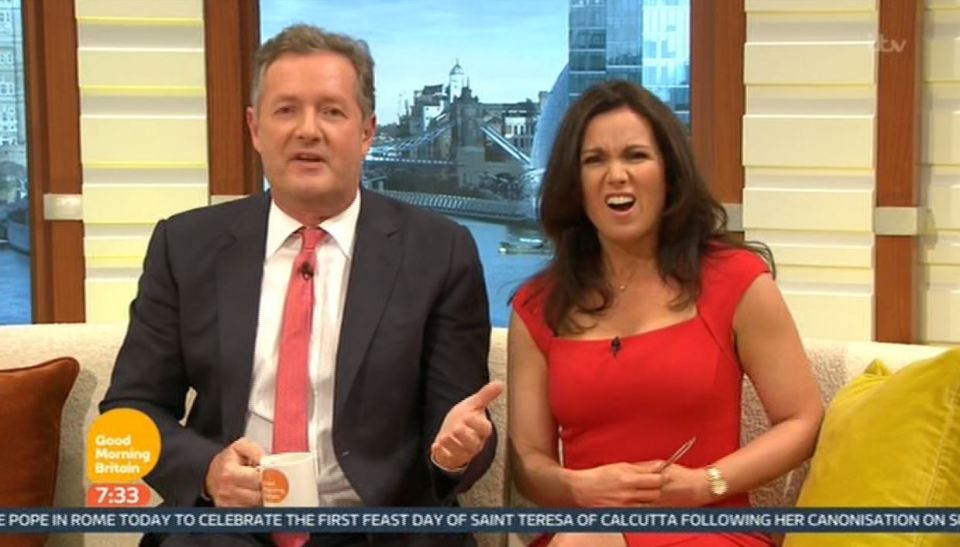 Susanna Reid has stunned her co-star Piers Morgan by saying she's not pregnant