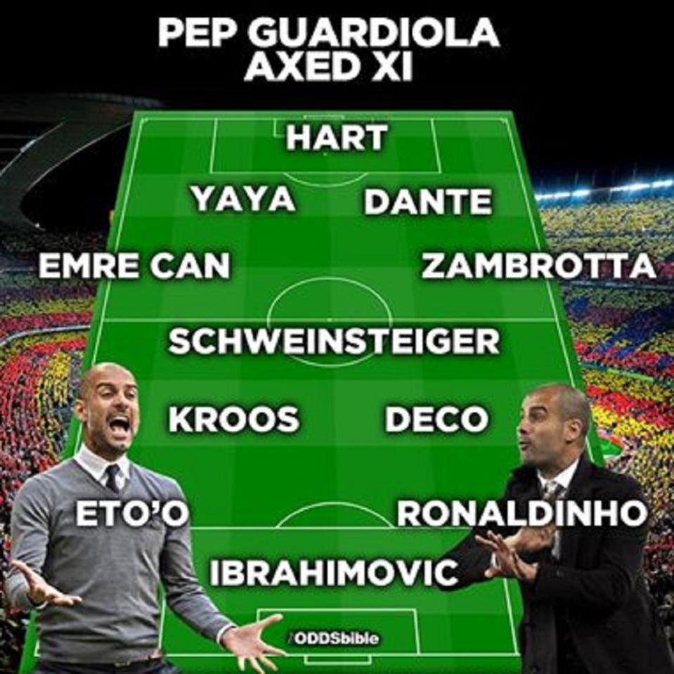  Pep Guardiola's ultimate Axed XI