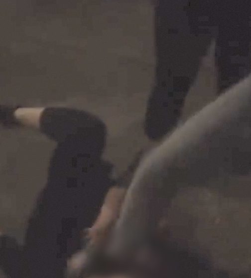  Footage shows Michelle being kicked in the chest as she lies on the floor during the attack