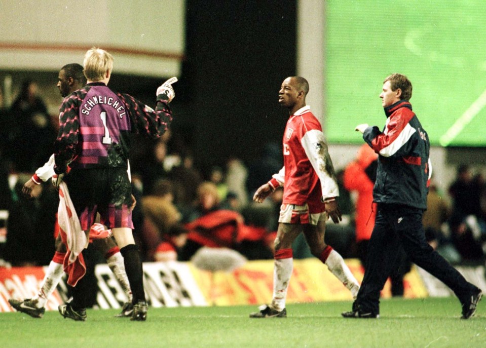  Ian Wright and Peter Schmeichel were involved in a spat during Arsenal's game with Manchester United during the 1996/97 season