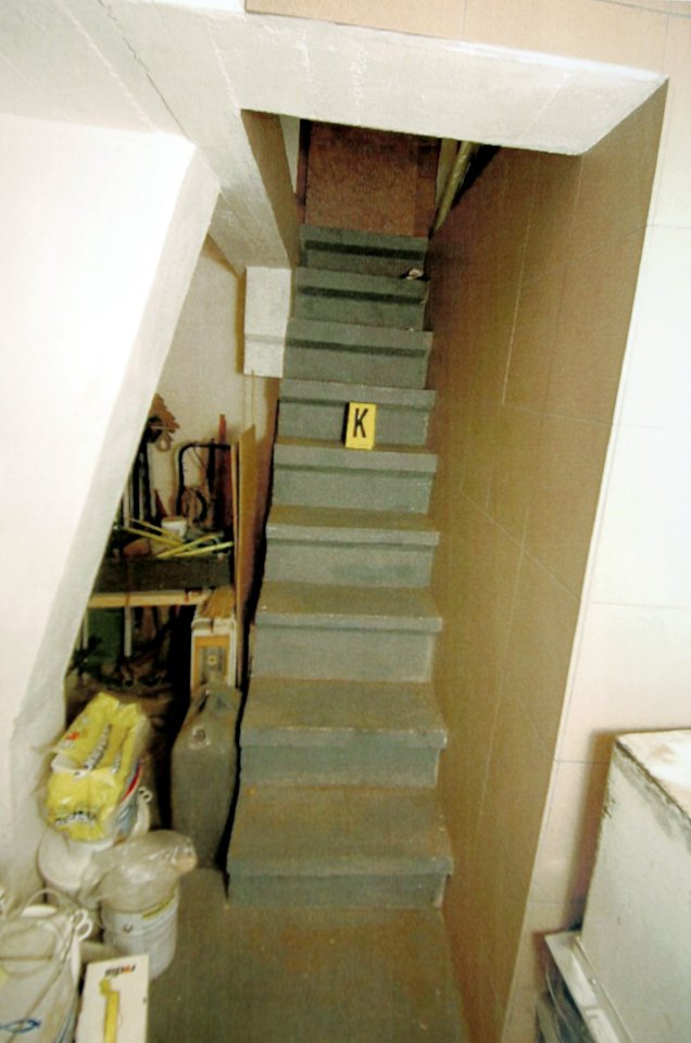  Police images show the secret stairs that led to the cramped cellar where Natascha was forced to live