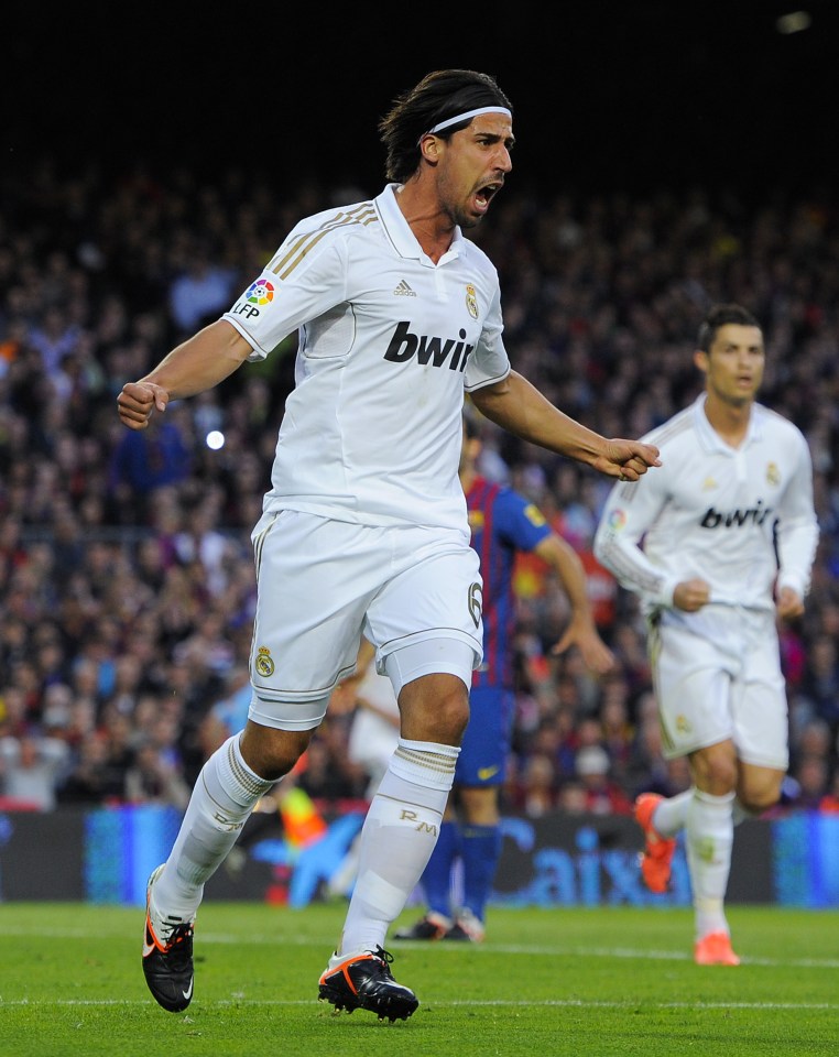  Sami Khedira celebrates netting Real Madrid's opening goal in Clasico win