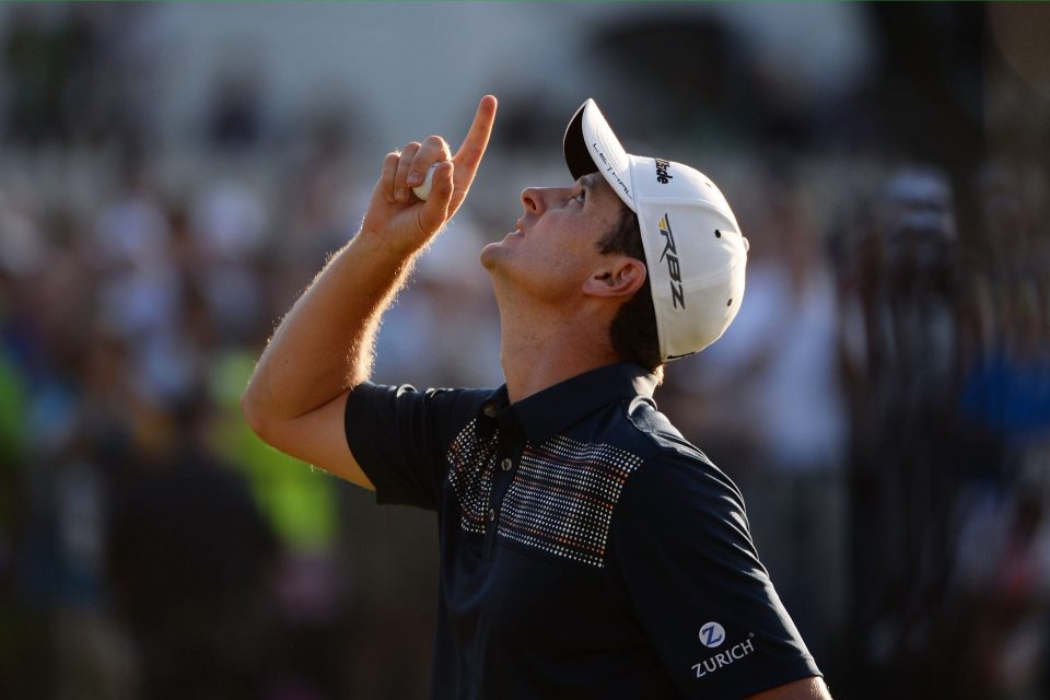 Justin Rose looks to the heavens after winning the US Open