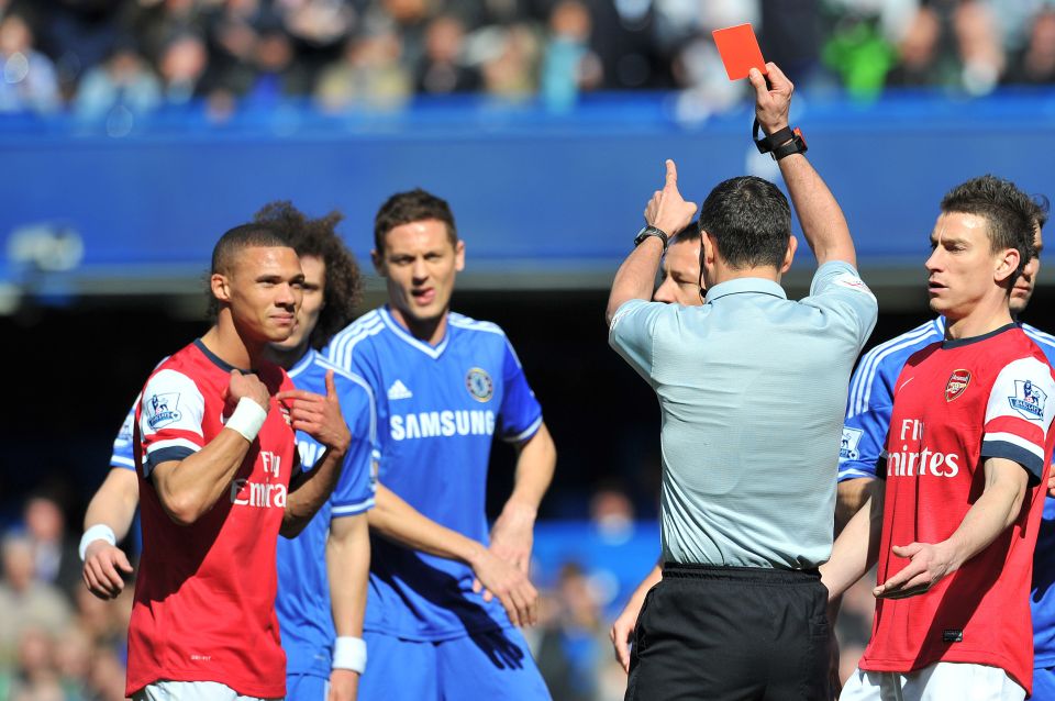  Kieran Gibbs was famously sent off instead of Alex Oxlade-Chamberlain