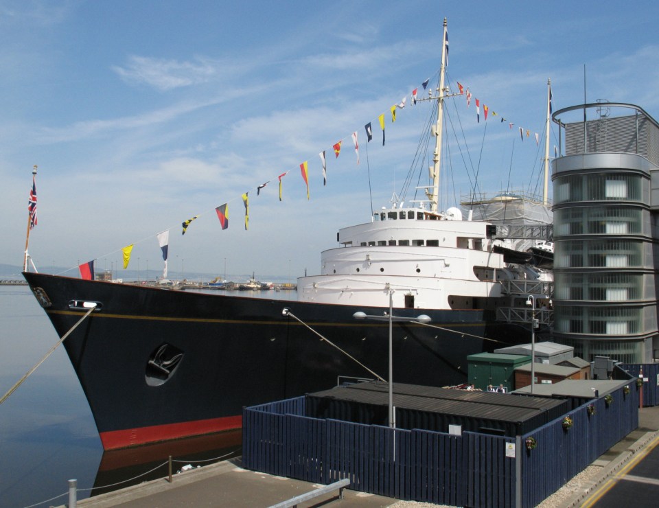  The Royal Yacht Britannia is moored outside Ocean Terminal in Leith