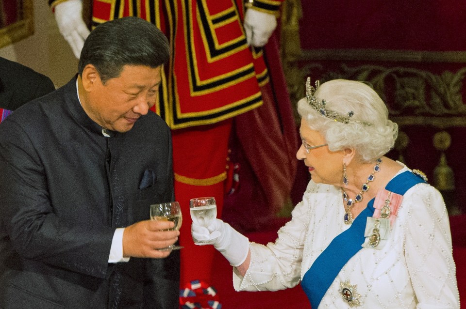  Cheers: President Xi Jinping was the guest of honour at the State Banquet hosted by the Queen