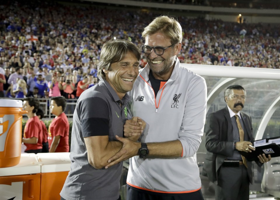 Antonio Conte and Jurgen Klopp will go head-to-head at Stamford Bridge