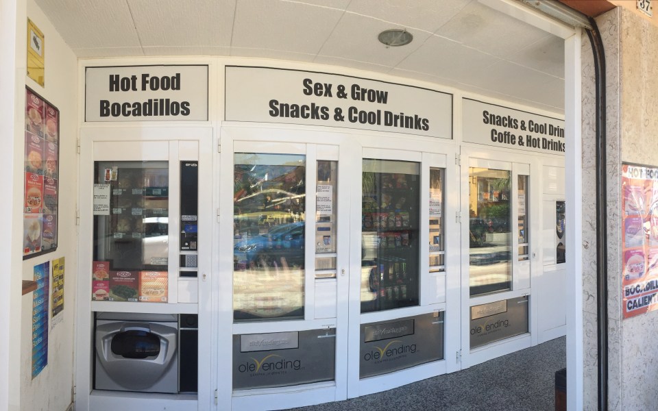  The machine sits alongside food and drinks dispensers on the main street