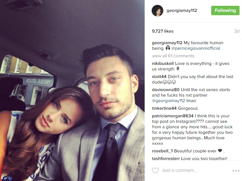 The couple regularly gushed about each other online - with Georgia calling Gio 'her favourite human' just two days before their split 