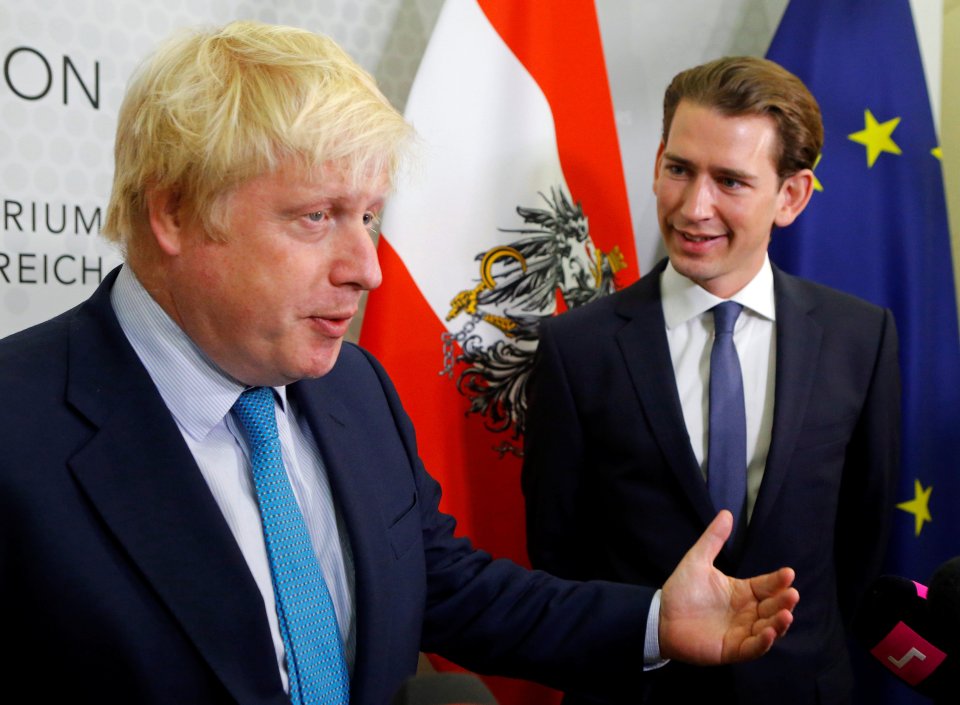  Foreign Secretary Boris Johnson and Austria's Foreign Minister Sebastian Kurz