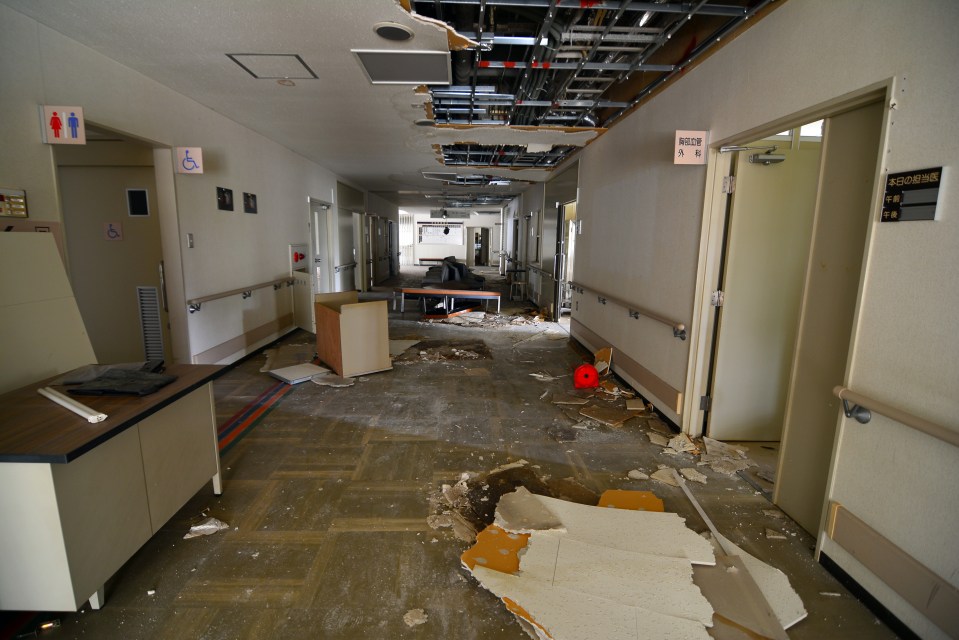  A trashed hallway at the deserted Wakayama Hospital