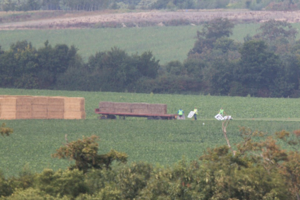  An earlier picture of the testing facility shows the drone being tested behind haybales