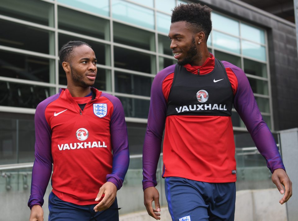  Liverpool striker Daniel Sturridge and ex-Kop flier Raheem Sterling look relaxed