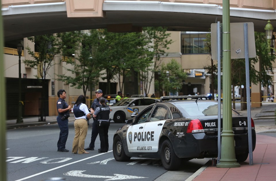  Police investigate at the scene of a shooting outside an Atlantic City casino