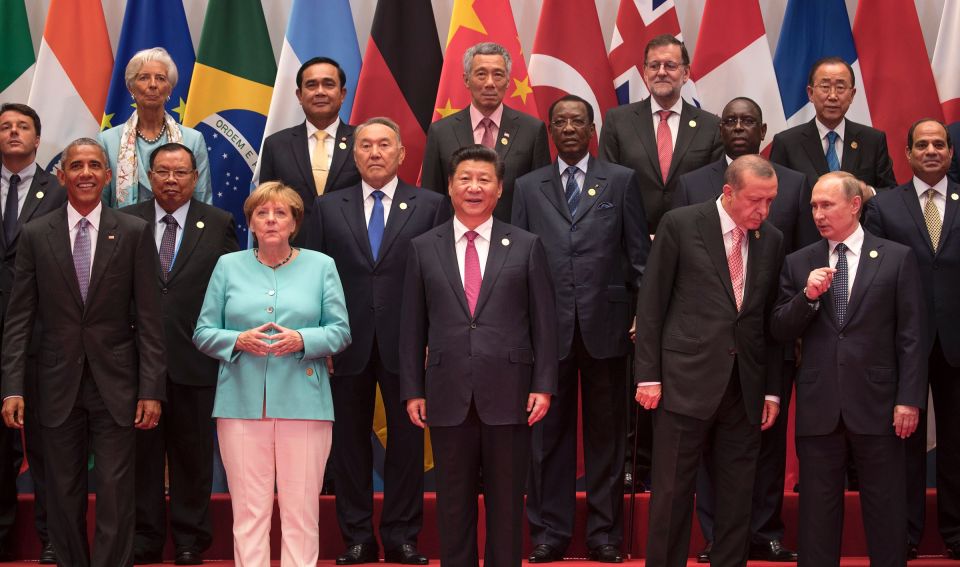  The G20 leaders posed for a 'family photograph' before talks began in Hangzhou, China