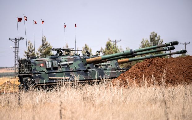 TOPSHOT - Turkish military tanks are see