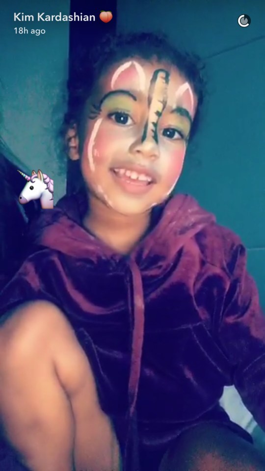 North got her face painted like a unicorn for her special night with her mum 