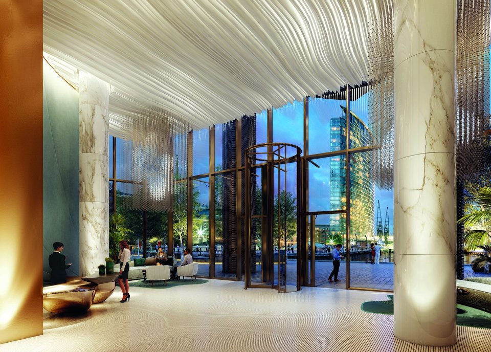  The Chinese-funded multi-million pound development will have a reception area resembling that of a five-star hotel