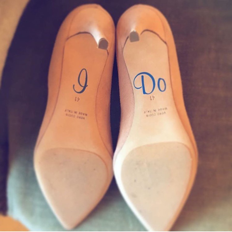 Fifi's shoe's featured the words 'I Do'