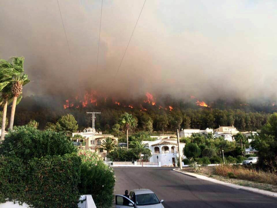  The forest fire gets dangerously close to villas around Javea, Spain